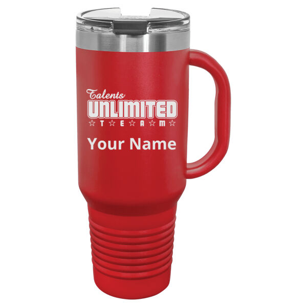 Talents Unlimited Engraved on a Polar Camel® - 40 oz. Travel Mug with Handle, Straw Included Thumbnail